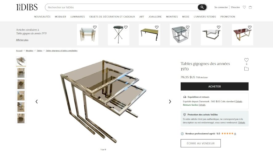 ?✨ Suite de 3 tables gigognes vintage chrome et verre fumé, style Roche Bobois / Guy Lefèvre – 1970’s ✨?