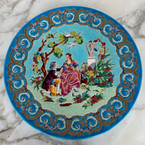 Suite de 4 plats Émaux de Longwy les 4 saisons par Hélène Gabet XXe M3990