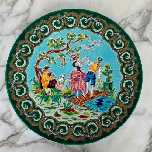 Suite de 4 plats Émaux de Longwy les 4 saisons par Hélène Gabet XXe M3990