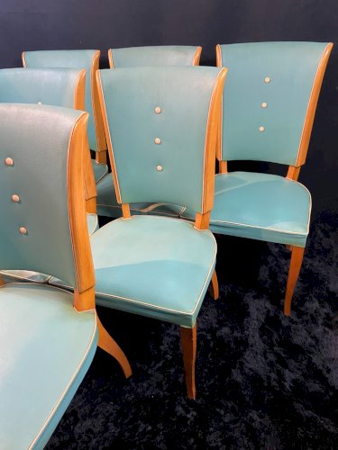 Suite de 6 chaises design moderniste 1950 Maison Dominique ou Georges Coslin