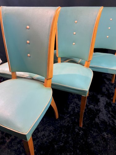 Suite de 6 chaises design moderniste 1950 Maison Dominique ou Georges Coslin