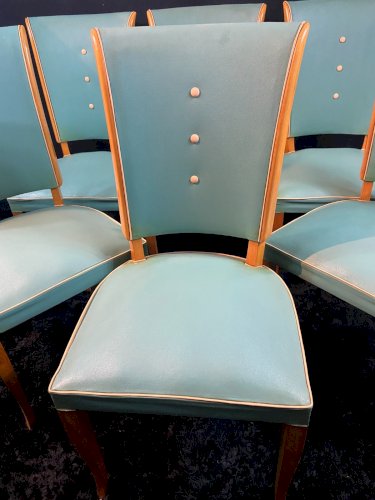 Suite de 6 chaises design moderniste 1950 Maison Dominique ou Georges Coslin