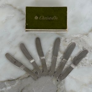 Suite de 6 couteaux Christofle en métal argenté Art Déco M3991