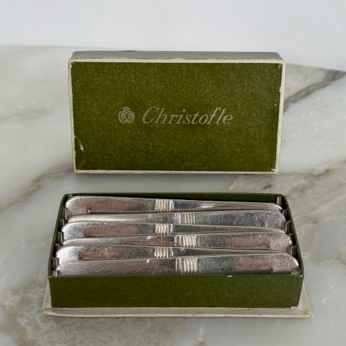 Suite de 6 couteaux Christofle en métal argenté Art Déco M3991