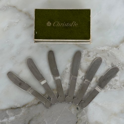 Suite de 6 couteaux Christofle en métal argenté Art Déco M3991
