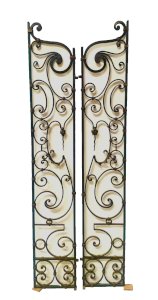 Pair of hammered wrought iron doors, 20th century