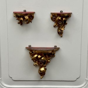 Set of three gilt wood consoles in Rococo style, late 19th century M3928