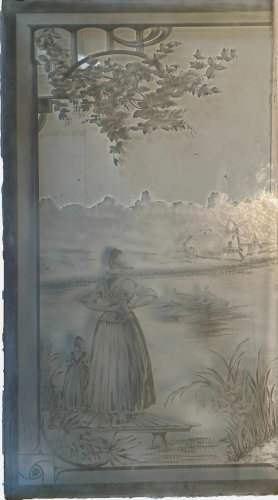 Suite de trois panneaux en verre gravé XX siècle