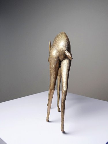 Sujet Africain bronze à la cire perdue Antilope ou Gazelle stylisé originale