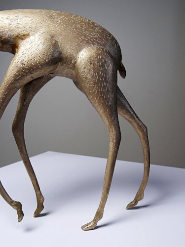 Sujet Africain bronze à la cire perdue Antilope ou Gazelle stylisé originale