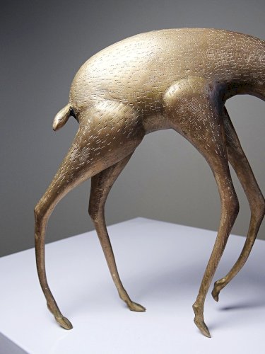Sujet Africain bronze à la cire perdue Antilope ou Gazelle stylisé originale
