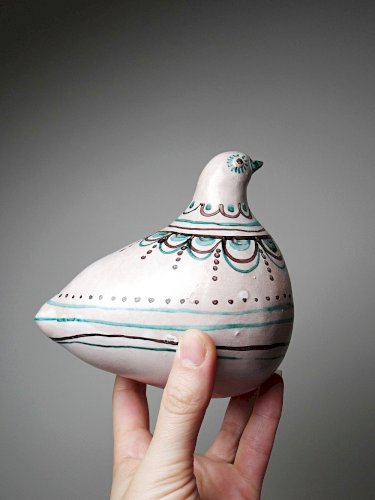 Sujet oiseau en céramique émaillée Italienne Cascio Sciacca vintage