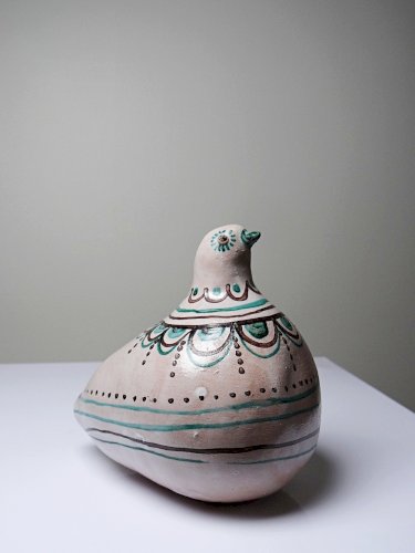 Sujet oiseau en céramique émaillée Italienne Cascio Sciacca vintage
