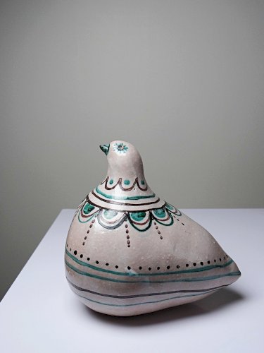 Sujet oiseau en céramique émaillée Italienne Cascio Sciacca vintage