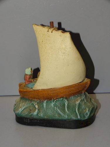 -SUJET TERRE CUITE L'ISLE ADAM SOUVENIR DE BORD DE MER LA PECHE ROYAN  D