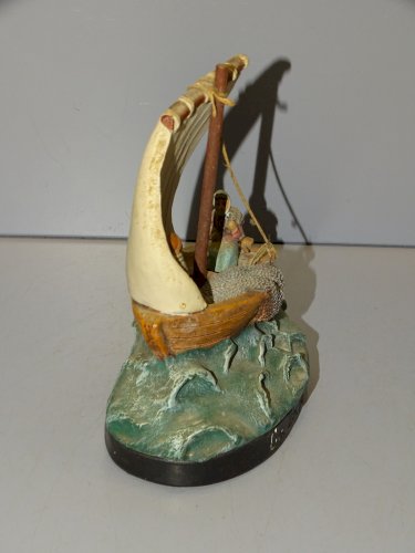 -SUJET TERRE CUITE L'ISLE ADAM SOUVENIR DE BORD DE MER LA PECHE ROYAN  D