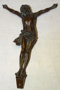 SUPERB ANTIQUE BRONZE CHRIST EARLY 19th CENTURY FOR CRUCIFIX RELIGIOUS COLLECTION D