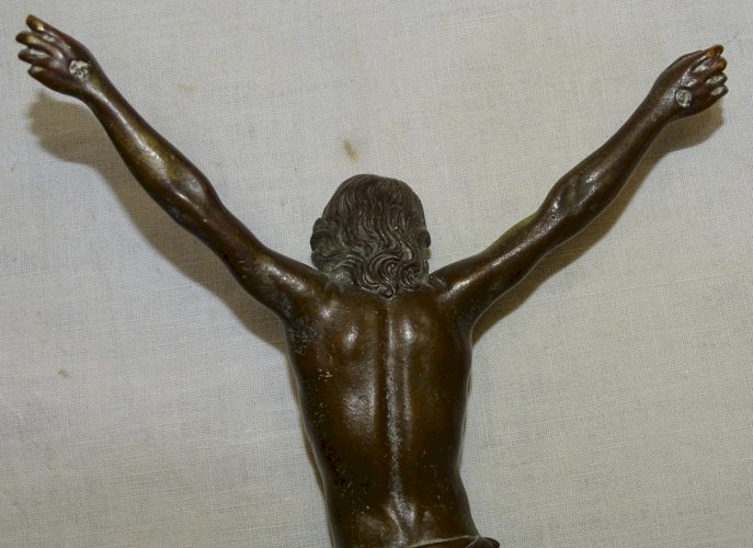 -SUPERBE ANCIEN CHRIST BRONZE DEBUT XXe pour CRUCIFIX COLLECTION DECO RELIGION D