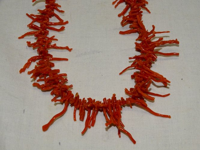 -SUPERBE ANCIEN COLLIER BRANCHES DE CORAIL FERMOIR CHAINE GOURMETTE ARGENT 925 D