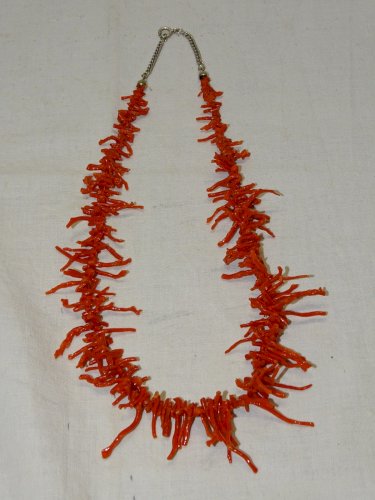 -SUPERBE ANCIEN COLLIER BRANCHES DE CORAIL FERMOIR CHAINE GOURMETTE ARGENT 925 D