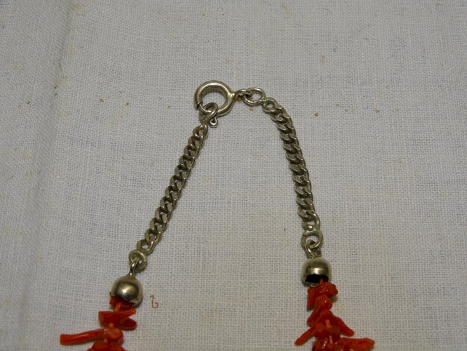 -SUPERBE ANCIEN COLLIER BRANCHES DE CORAIL FERMOIR CHAINE GOURMETTE ARGENT 925 D