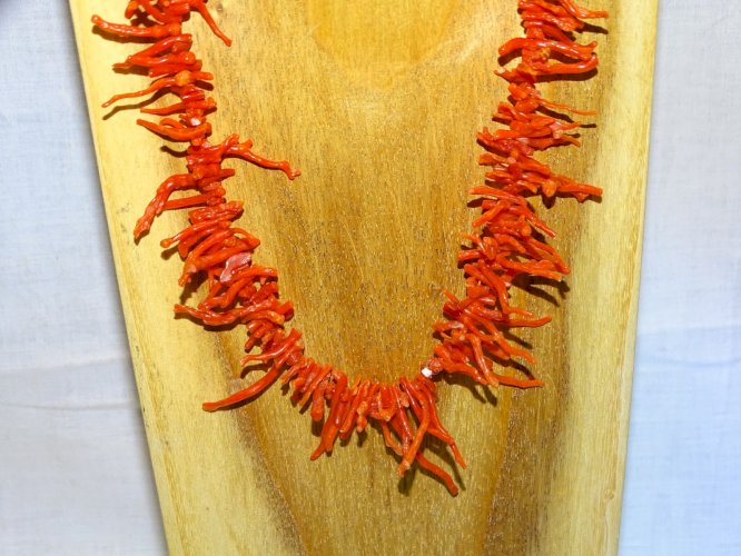 -SUPERBE ANCIEN COLLIER BRANCHES DE CORAIL FERMOIR CHAINE GOURMETTE ARGENT 925 D