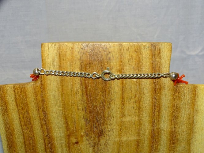 -SUPERBE ANCIEN COLLIER BRANCHES DE CORAIL FERMOIR CHAINE GOURMETTE ARGENT 925 D