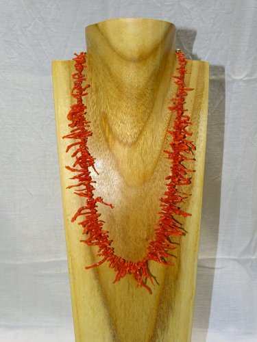 -SUPERBE ANCIEN COLLIER BRANCHES DE CORAIL FERMOIR CHAINE GOURMETTE ARGENT 925 D