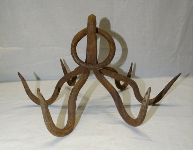 -SUPERBE ANCIEN CROCHET DE PUITS REMONTE SEAU FER FORGE SANS SOUDURE   D