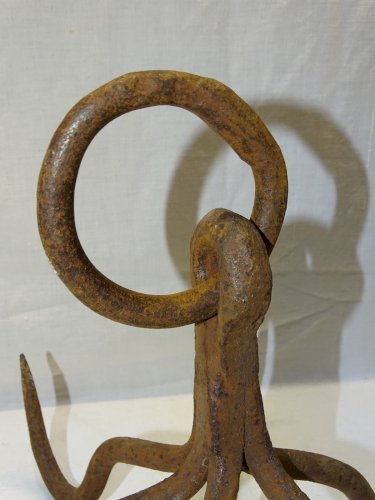 -SUPERBE ANCIEN CROCHET DE PUITS REMONTE SEAU FER FORGE SANS SOUDURE   D