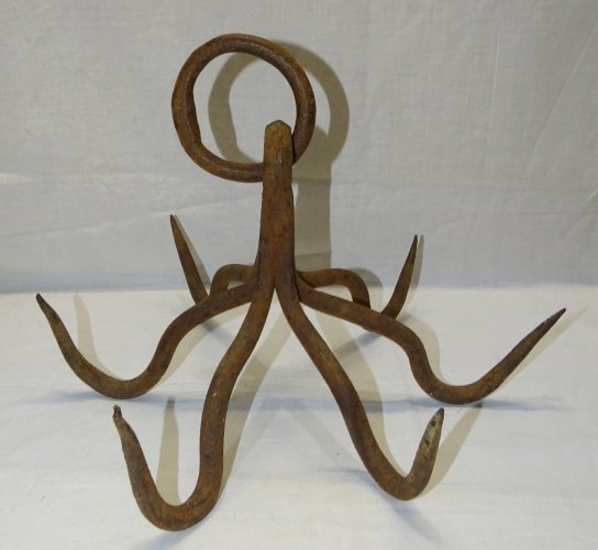 -SUPERBE ANCIEN CROCHET DE PUITS REMONTE SEAU FER FORGE SANS SOUDURE   D