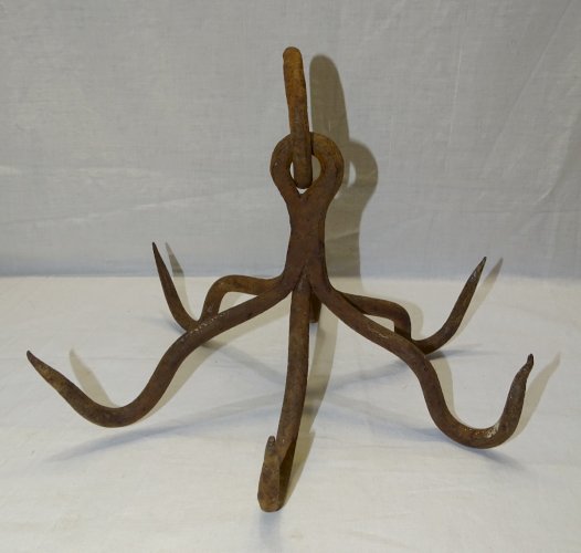 -SUPERBE ANCIEN CROCHET DE PUITS REMONTE SEAU FER FORGE SANS SOUDURE   D