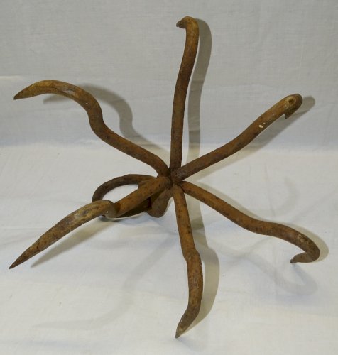 -SUPERBE ANCIEN CROCHET DE PUITS REMONTE SEAU FER FORGE SANS SOUDURE   D