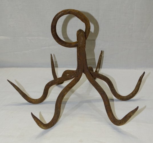 -SUPERBE ANCIEN CROCHET DE PUITS REMONTE SEAU FER FORGE SANS SOUDURE   D