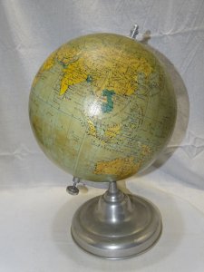 -SUPERBE ANCIEN GLOBE TERRESTRE TARIDE PIED ALU COLLECTION DECO BUREAU  D