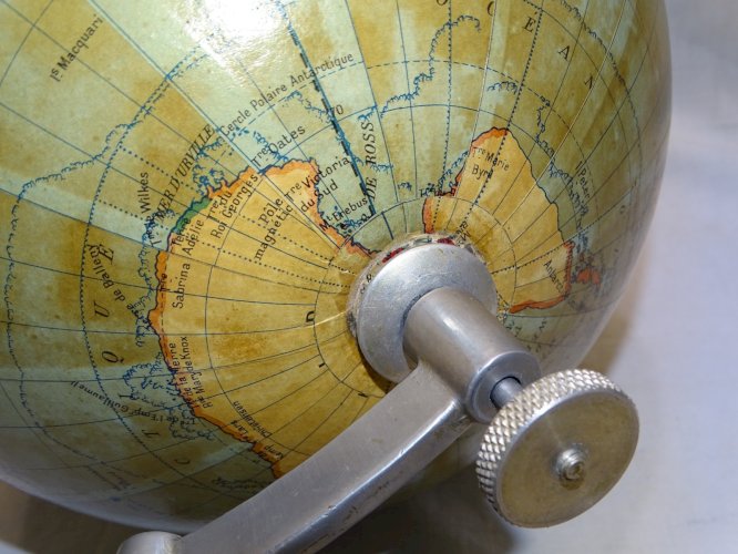 -SUPERBE ANCIEN GLOBE TERRESTRE TARIDE PIED ALU COLLECTION DECO BUREAU  D