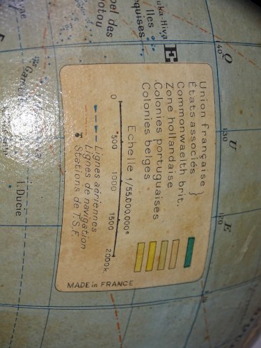 -SUPERBE ANCIEN GLOBE TERRESTRE TARIDE PIED ALU COLLECTION DECO BUREAU  D