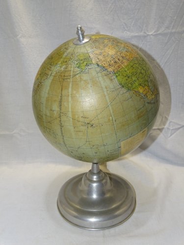 -SUPERBE ANCIEN GLOBE TERRESTRE TARIDE PIED ALU COLLECTION DECO BUREAU  D