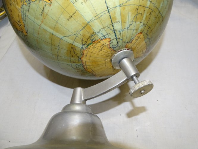-SUPERBE ANCIEN GLOBE TERRESTRE TARIDE PIED ALU COLLECTION DECO BUREAU  D