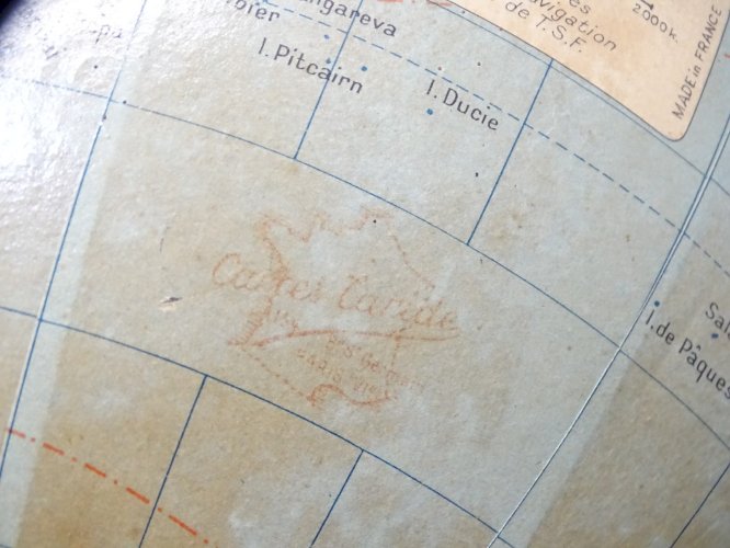-SUPERBE ANCIEN GLOBE TERRESTRE TARIDE PIED ALU COLLECTION DECO BUREAU  D