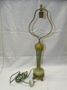 -SUPERBE ANCIEN PIED DE LAMPE PIED BRONZE CORPS CERAMIQUE à CRISTALLISATIONS   D