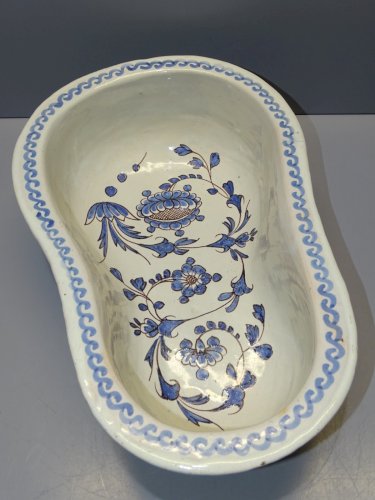 -SUPERBE BASSIN CERAMIQUE XVIIIe à motifs bleus marqué 2.P. COLLECTION DECO  D
