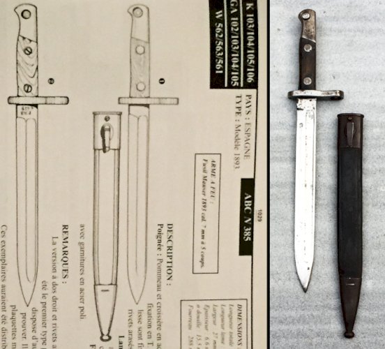 ✔SUPERBE & BELLE BAIONNETTE / MACHETTE ESPAGNOLE, ARTILLERIE, COURTE, TOLEDO, MAUSER, ORIGINAL #19