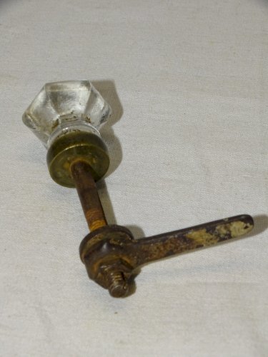 -SUPERBE BOUTON DE PORTE HORLOGE COMTOISE en VERRE INCOLORE COLLECTION déco