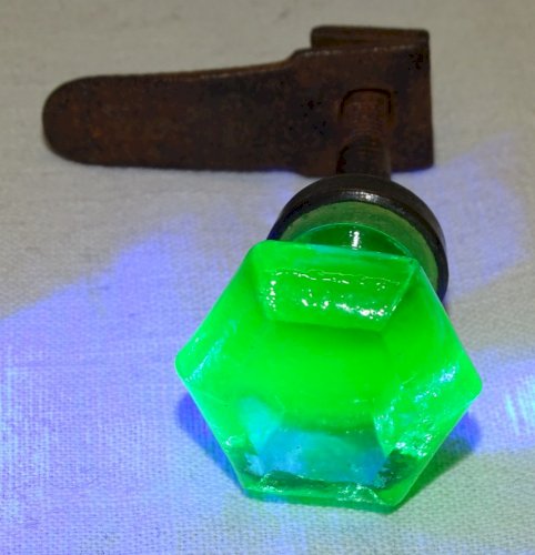 -SUPERBE BOUTON DE PORTE HORLOGE COMTOISE en VERRE OURALINE COLLECTION déco   D