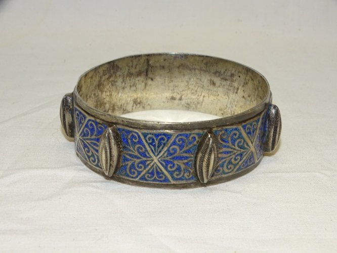 -SUPERBE BRACELET MANCHETTE ARGENT MAROC AFRIQUE du NORD BIJOU ANCIEN 115 g