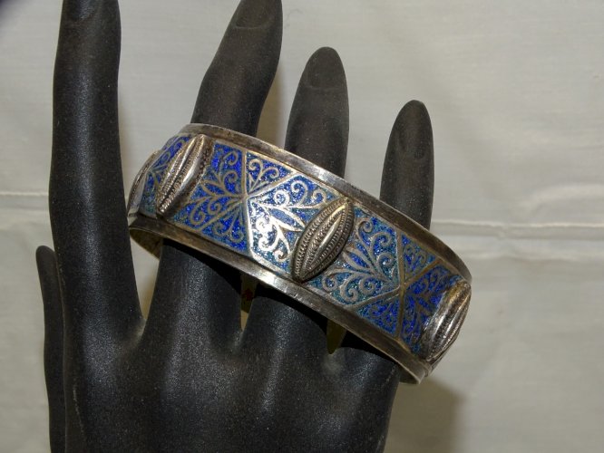 -SUPERBE BRACELET MANCHETTE ARGENT MAROC AFRIQUE du NORD BIJOU ANCIEN 115 g