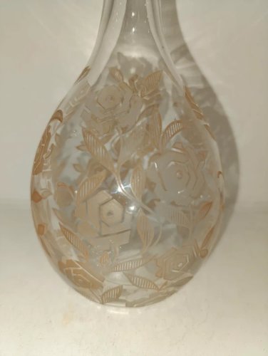 superbe Carafe en cristal de Baccarat modèle Fontenay à décor gravé de roses Art Déco