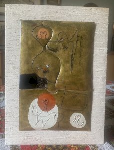 Superbe composition surréaliste peinture sur cuivre Miro Dali Picasso
