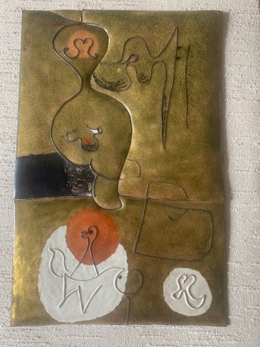 Superbe composition surréaliste peinture sur cuivre Miro Dali Picasso